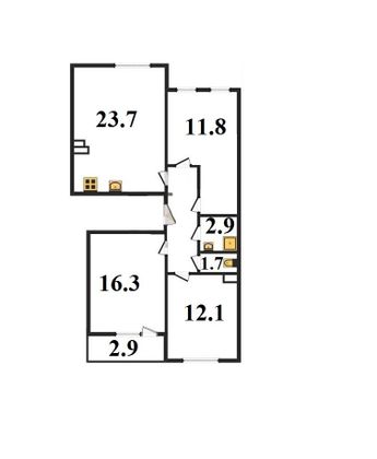 Продажа 3-комнатной квартиры 80 м², 3/4 этаж