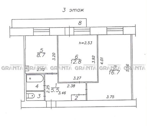 Продажа 2-комнатной квартиры 40 м², 3/9 этаж