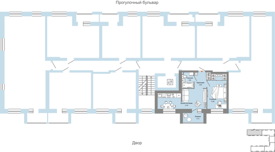 Продажа 2-комнатной квартиры 42 м², 5/7 этаж