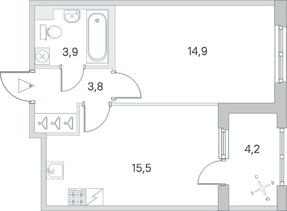 Продажа 1-комнатной квартиры 40,2 м², 1/5 этаж