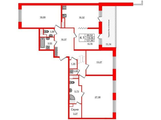 Продажа 4-комнатной квартиры 118,6 м², 9/9 этаж
