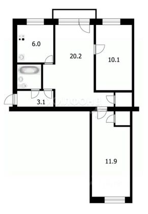 Продажа 3-комнатной квартиры 55,9 м², 3/5 этаж
