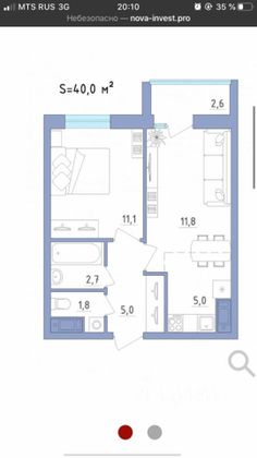 Аренда 2-комнатной квартиры 40,5 м², 20/25 этаж