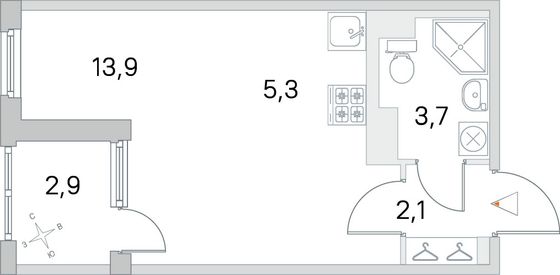 Продажа квартиры-студии 26,5 м², 3/5 этаж