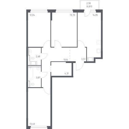 78,9 м², 3-комн. квартира, 5/11 этаж