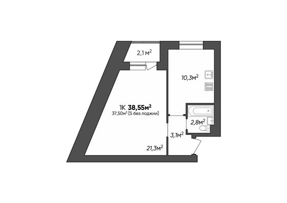 Продажа 1-комнатной квартиры 38 м², 1/3 этаж