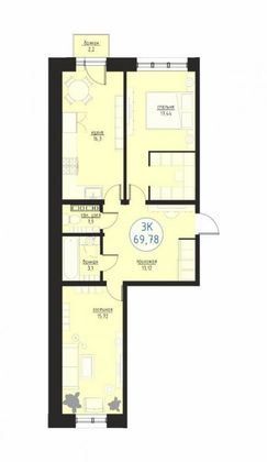 Продажа 3-комнатной квартиры 70,3 м², 3/6 этаж