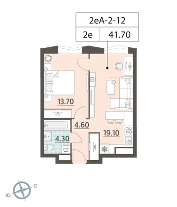 Продажа 1-комнатной квартиры 41,7 м², 12/16 этаж
