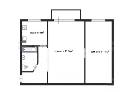 Продажа 2-комнатной квартиры 42,8 м², 4/5 этаж