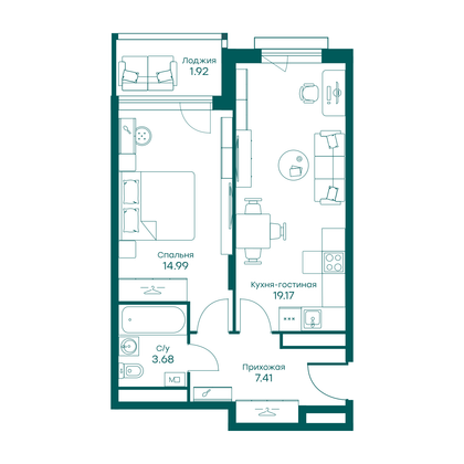 47,5 м², 2-комн. квартира, 3/5 этаж