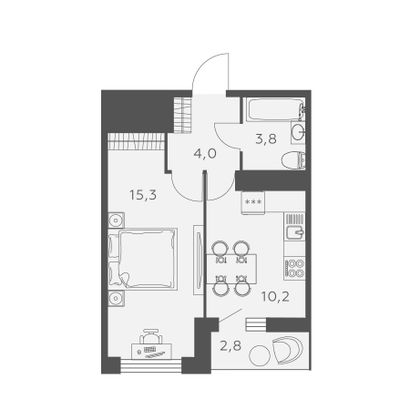 34,7 м², 1-комн. квартира, 21/24 этаж