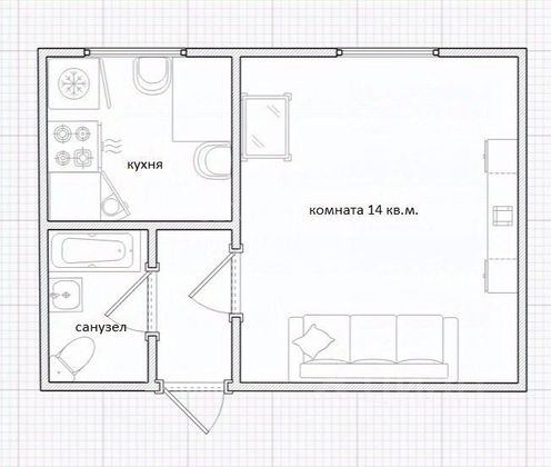 Продажа 1-комнатной квартиры 24 м², 4/5 этаж