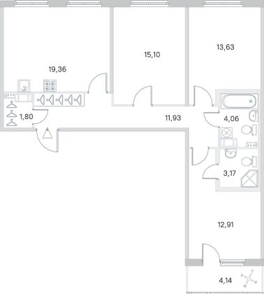 Продажа 3-комнатной квартиры 84 м², 2/4 этаж