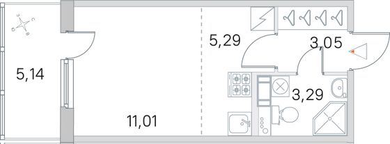 Продажа квартиры-студии 24,2 м², 3/5 этаж