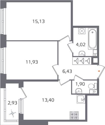 Продажа 2-комнатной квартиры 54,3 м², 3/17 этаж