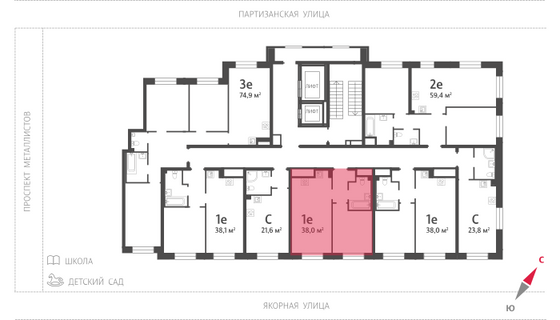 38 м², 1-комн. квартира, 2/12 этаж