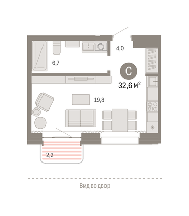 32,6 м², студия, 7/9 этаж