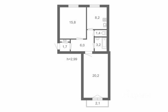 Продажа 2-комнатной квартиры 56,8 м², 5/5 этаж