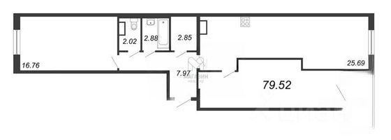 Продажа 2-комнатной квартиры 79,5 м², 14/16 этаж