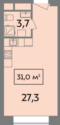 Продажа квартиры-студии 31 м², 12/14 этаж