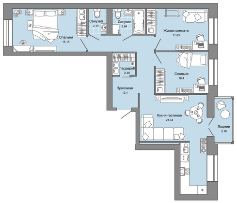 80 м², 4-комн. квартира, 5/8 этаж