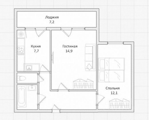 Продажа 2-комнатной квартиры 53,5 м², 4/9 этаж