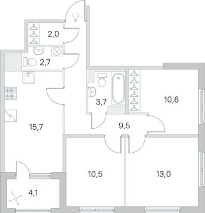 Продажа 3-комнатной квартиры 69,8 м², 4/5 этаж
