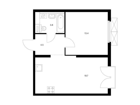 Продажа 1-комнатной квартиры 41,4 м², 3/33 этаж