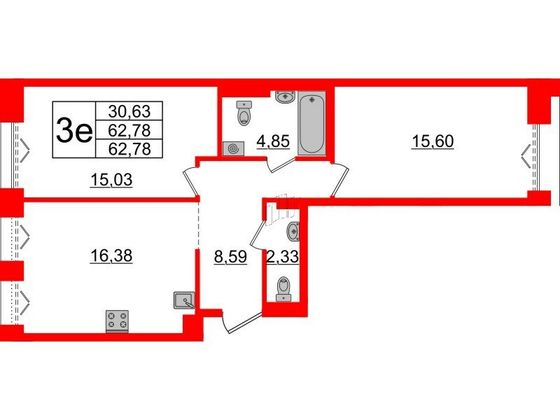 Продажа 2-комнатной квартиры 62,8 м², 4/7 этаж