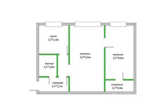 Продажа 2-комнатной квартиры 44 м², 1/5 этаж