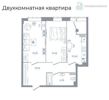Продажа 2-комнатной квартиры 73 м², 2/7 этаж