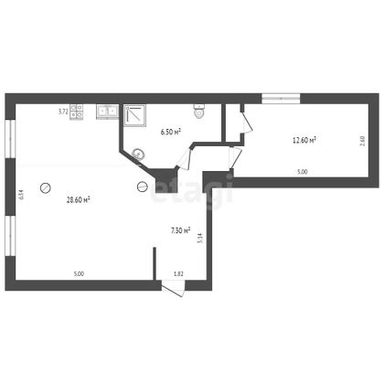 Продажа 2-комнатной квартиры 55,9 м², 3/4 этаж