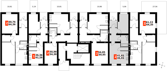 48,3 м², 2-комн. квартира, 1/4 этаж