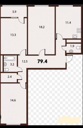 Продажа 3-комнатной квартиры 76,9 м², 5/23 этаж