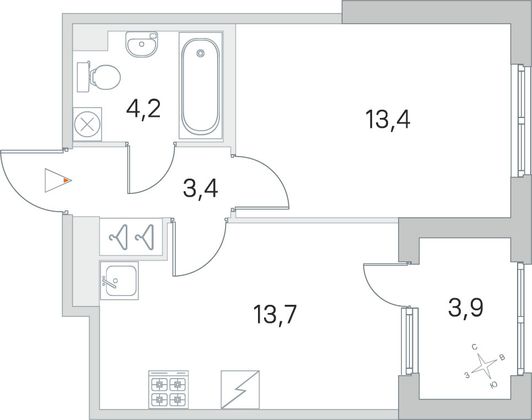 Продажа 1-комнатной квартиры 36,7 м², 3/5 этаж