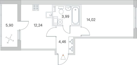 Продажа 1-комнатной квартиры 37,7 м², 4/4 этаж