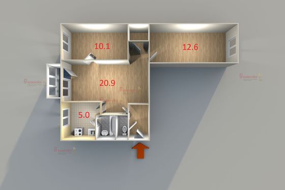 Продажа 3-комнатной квартиры 56 м², 3/5 этаж