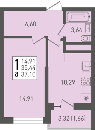 37,1 м², 1-комн. квартира, 10/22 этаж