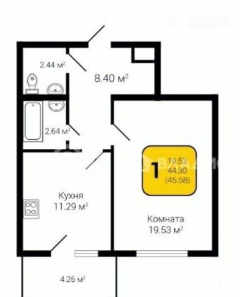 Продажа 1-комнатной квартиры 50 м², 2/16 этаж