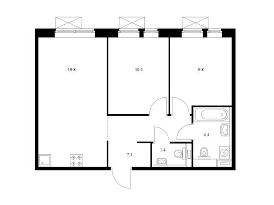 Продажа 2-комнатной квартиры 52,9 м², 6/9 этаж