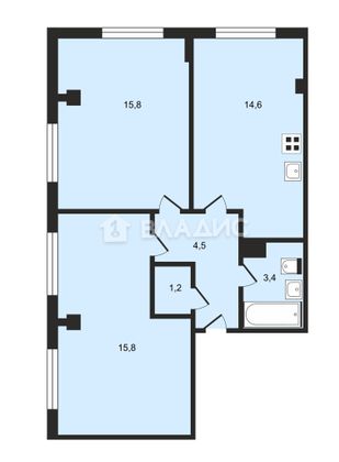Продажа 2-комнатной квартиры 55,6 м², 10/18 этаж