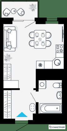 27,7 м², 1-комн. квартира, 18/27 этаж