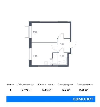 38 м², 1-комн. квартира, 10/17 этаж