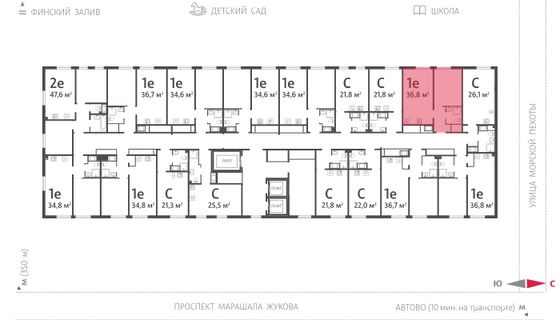 36,8 м², 1-комн. квартира, 11/23 этаж