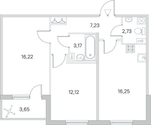 Продажа 2-комнатной квартиры 59,5 м², 2/4 этаж