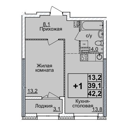 Продажа 1-комнатной квартиры 42 м², 4/24 этаж