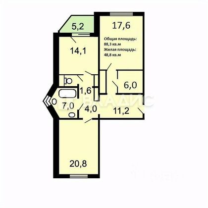 Продажа 2-комнатной квартиры 88,3 м², 23/25 этаж