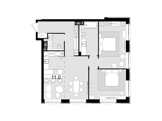 Продажа 3-комнатной квартиры 88,1 м², 39/47 этаж