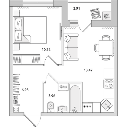 Продажа 1-комнатной квартиры 37,5 м², 14/17 этаж