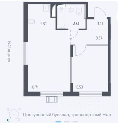 Продажа 1-комнатной квартиры 39,9 м², 13/18 этаж